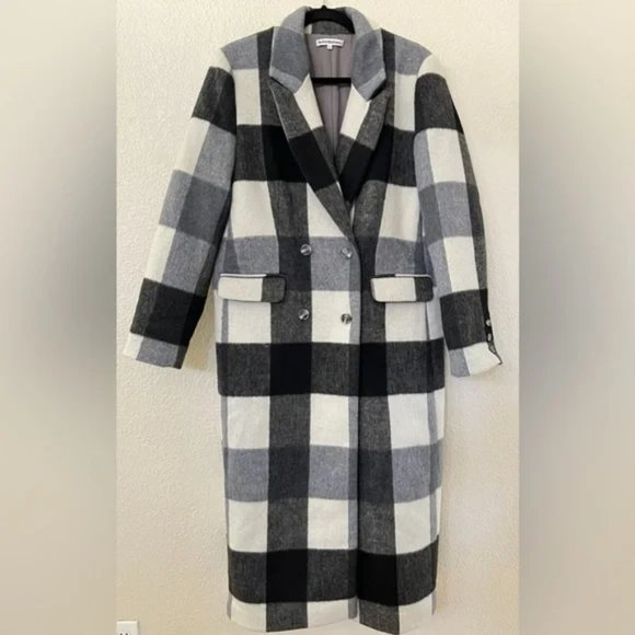 NWT Reformation York Coat in Light Grey Plaid Size L #1465 - Picture 6 of 12